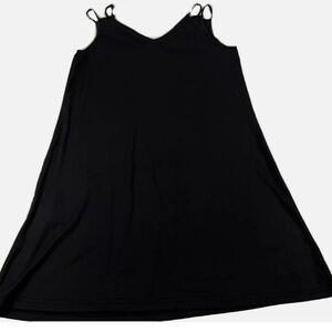 Womens Solid Double Straps Tunic Dress Black Size Medium